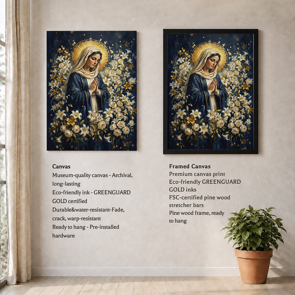 Blessed Mother Surrounded by Lilies Poster/Canvas