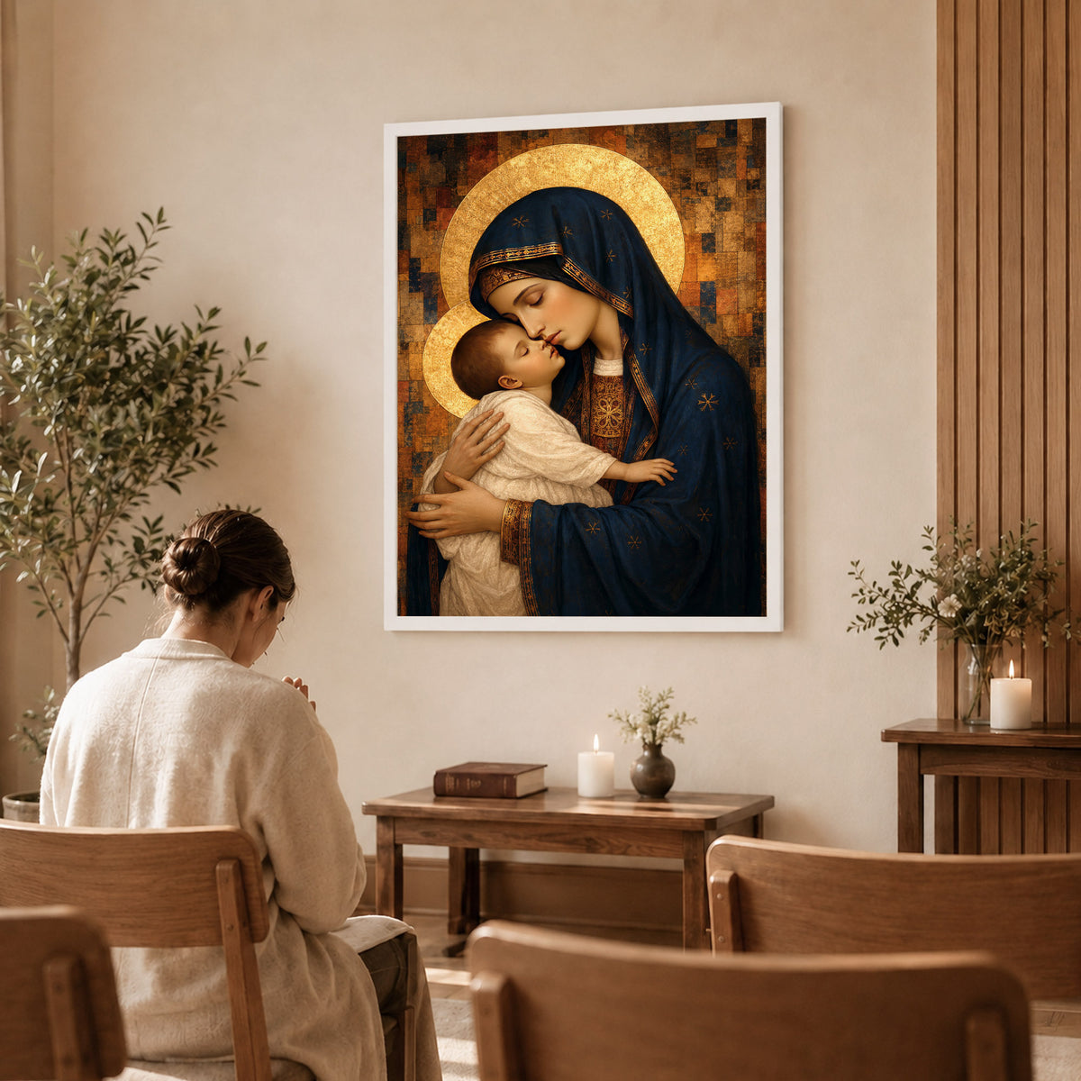 Madonna & Child Sacred Embrace Poster/Canvas