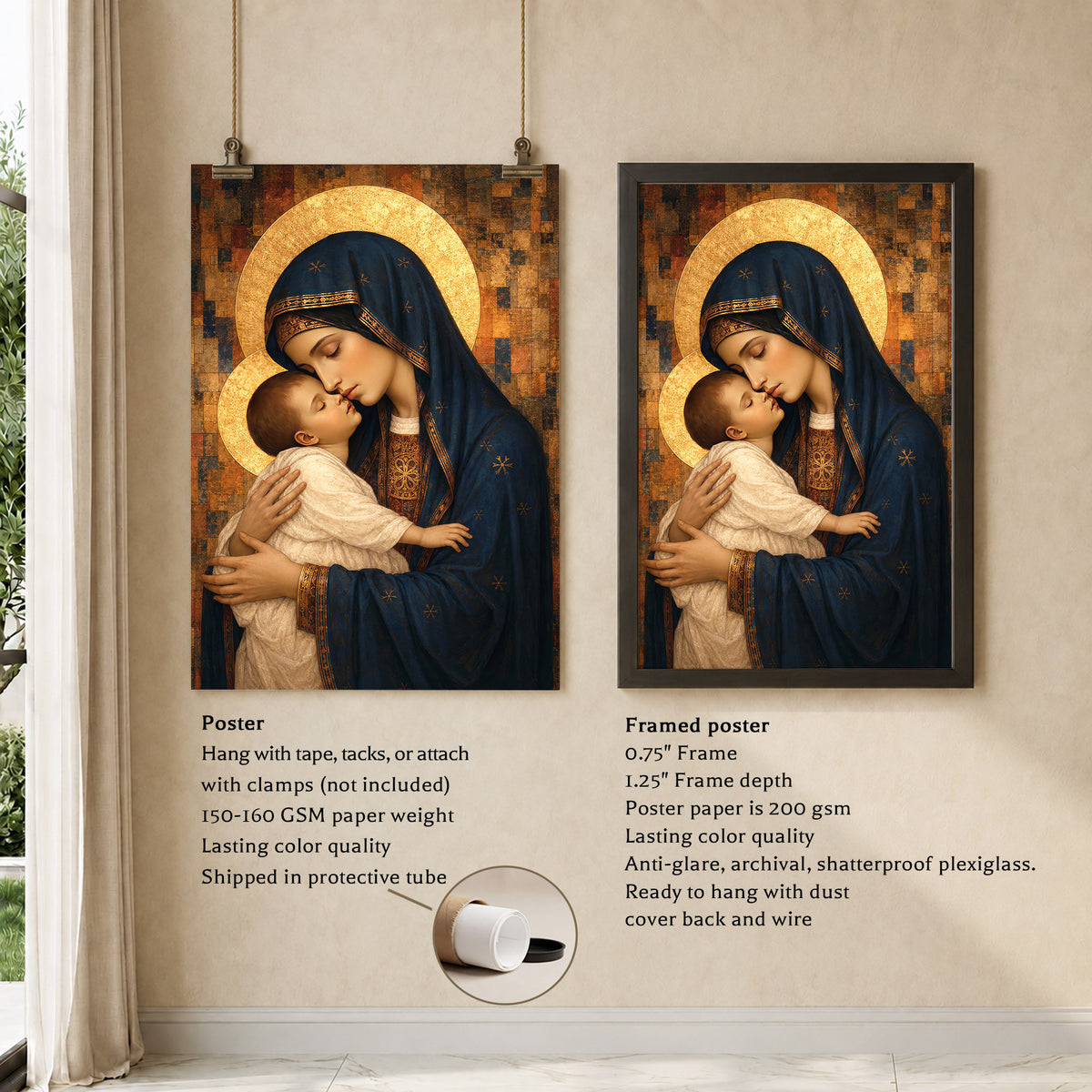 Madonna & Child Sacred Embrace Poster/Canvas