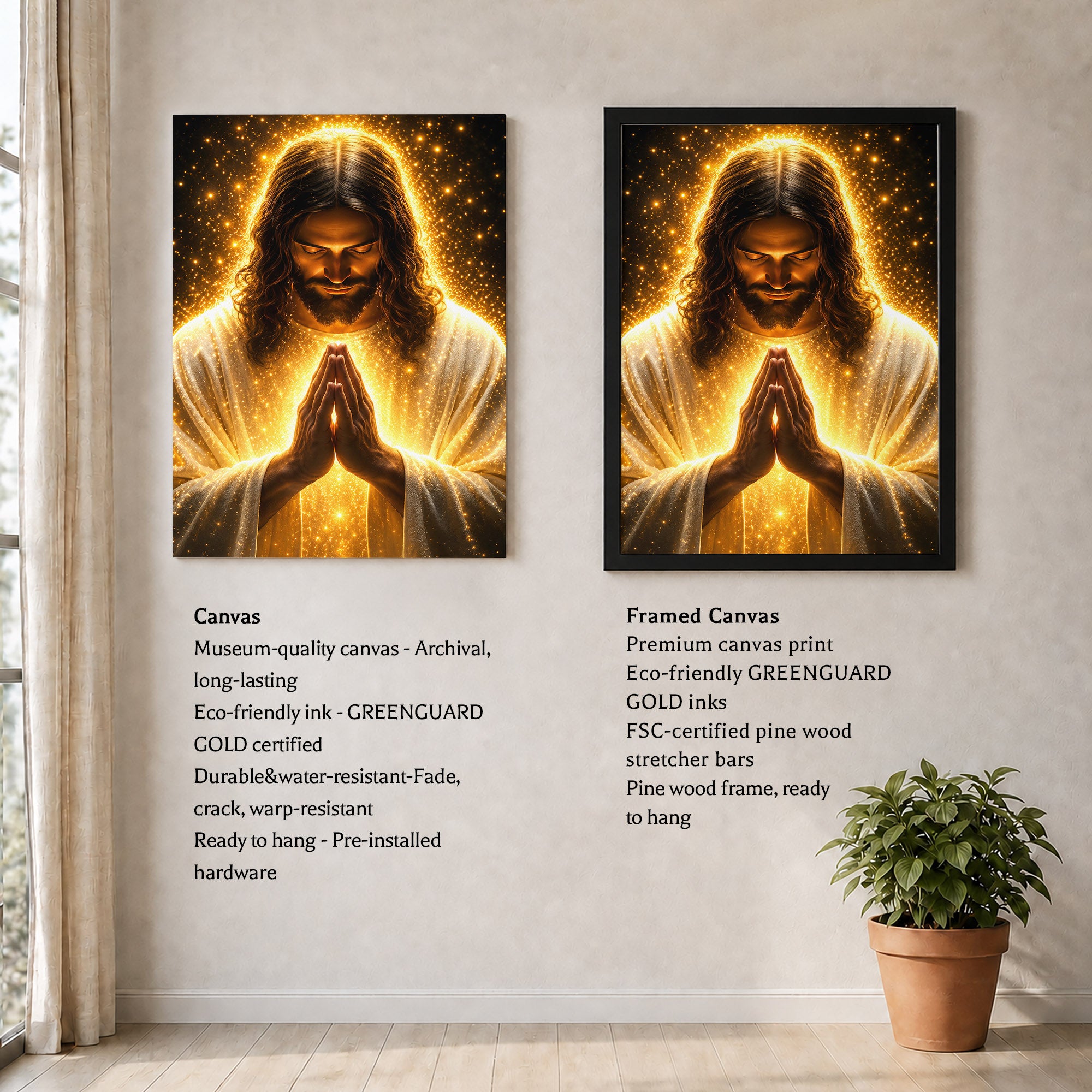 Radiant Jesus Prayer Wall Art Poster/Canvas