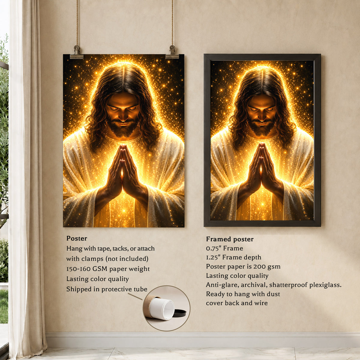 Radiant Jesus Prayer Wall Art Poster/Canvas