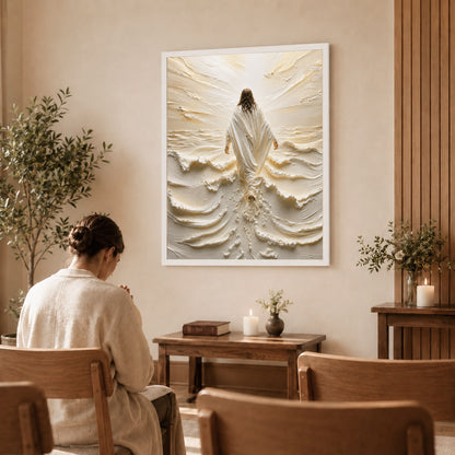 Jesus Walking on Water Through Divine Light Poster/Canvas