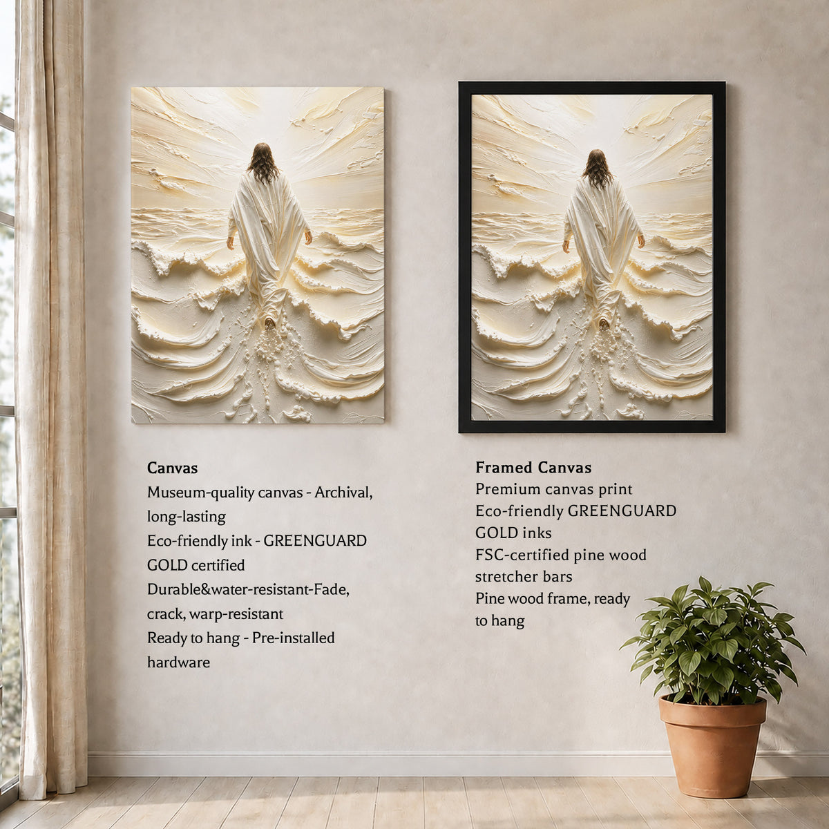 Jesus Walking on Water Through Divine Light Poster/Canvas