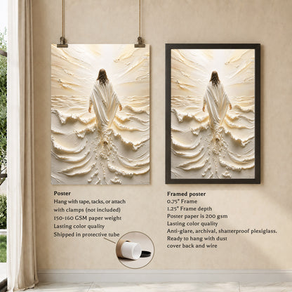 Jesus Walking on Water Through Divine Light Poster/Canvas