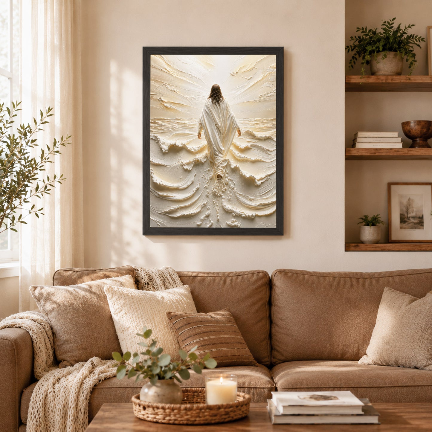 Jesus Walking on Water Through Divine Light Poster/Canvas