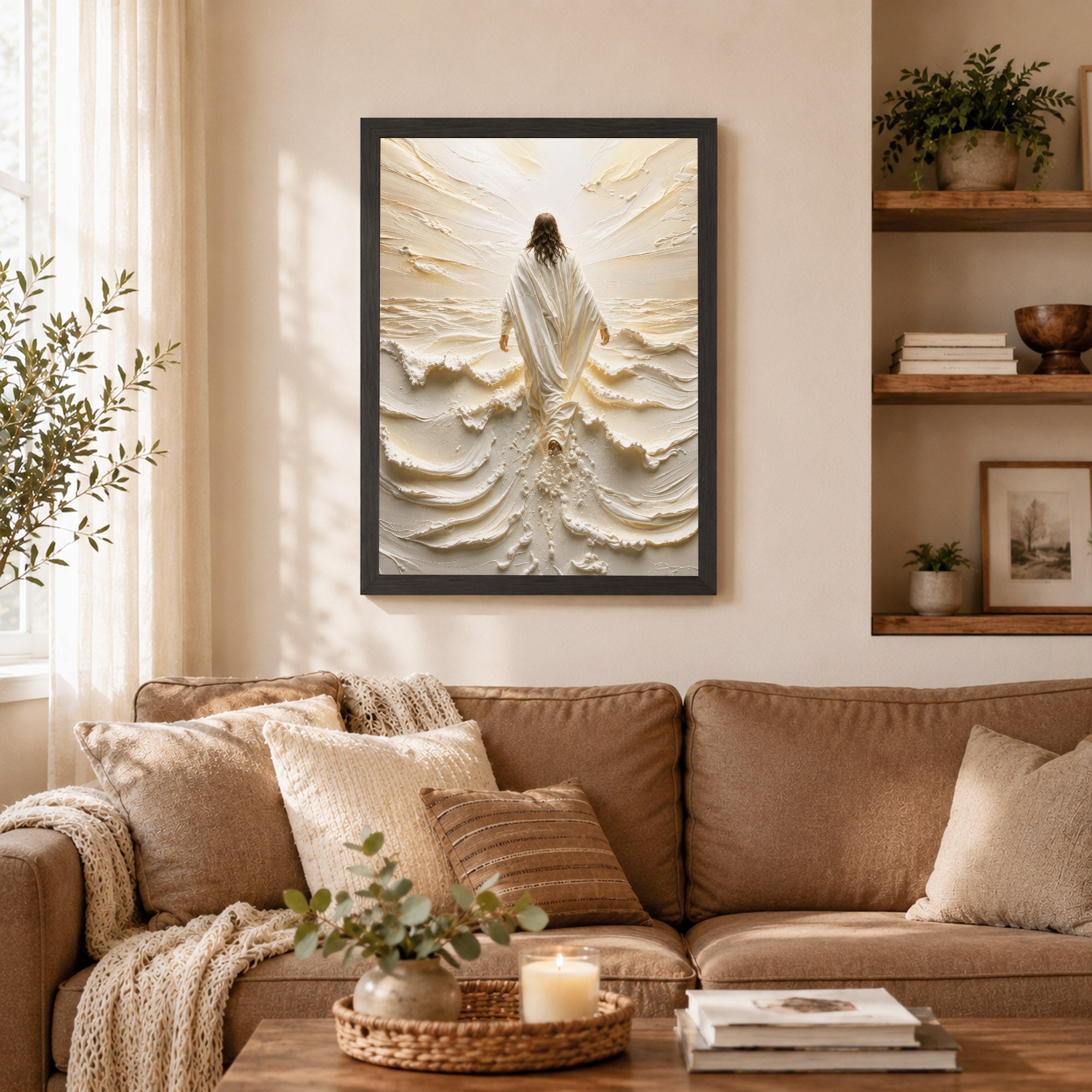 Jesus Walking on Water Through Divine Light Poster/Canvas