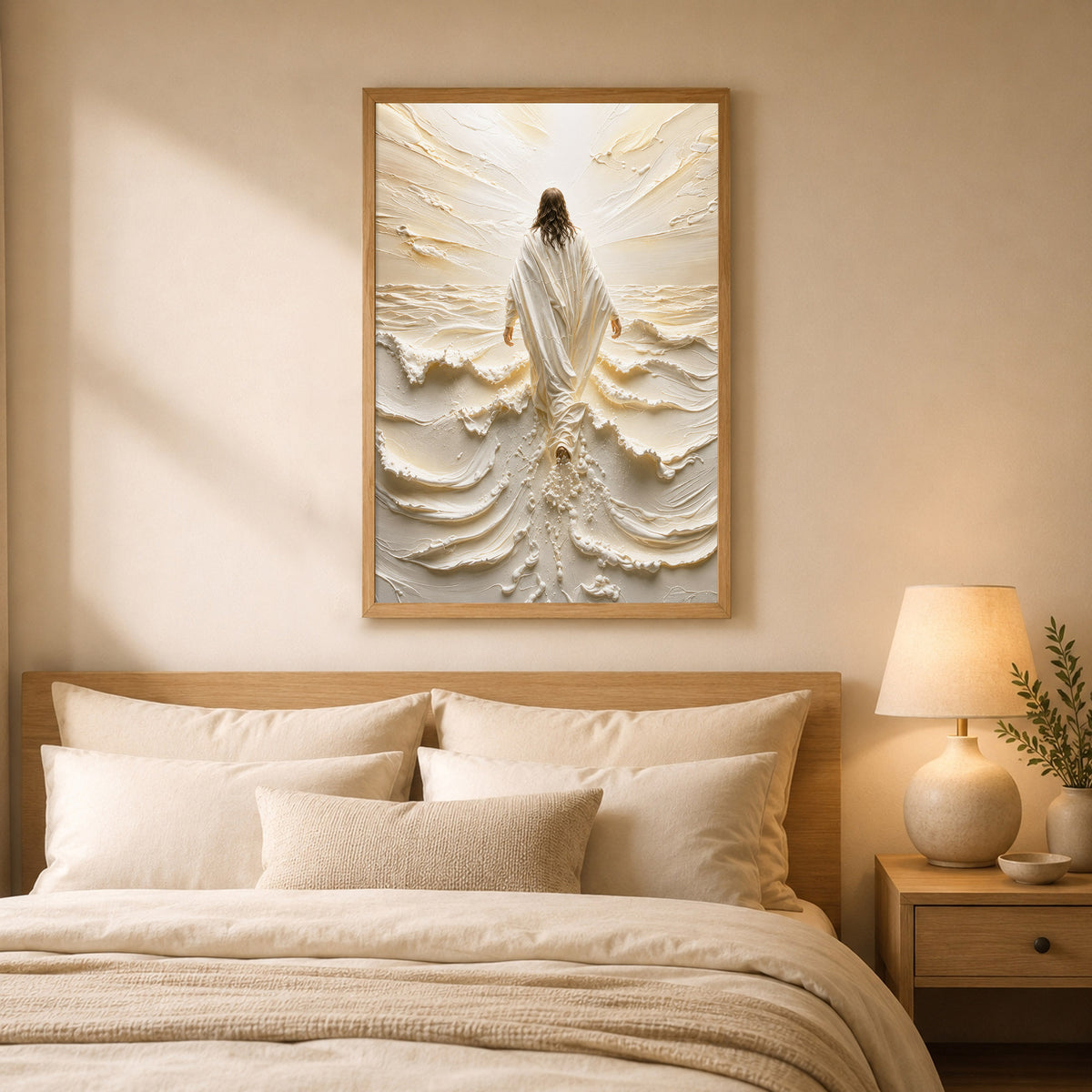 Jesus Walking on Water Through Divine Light Poster/Canvas