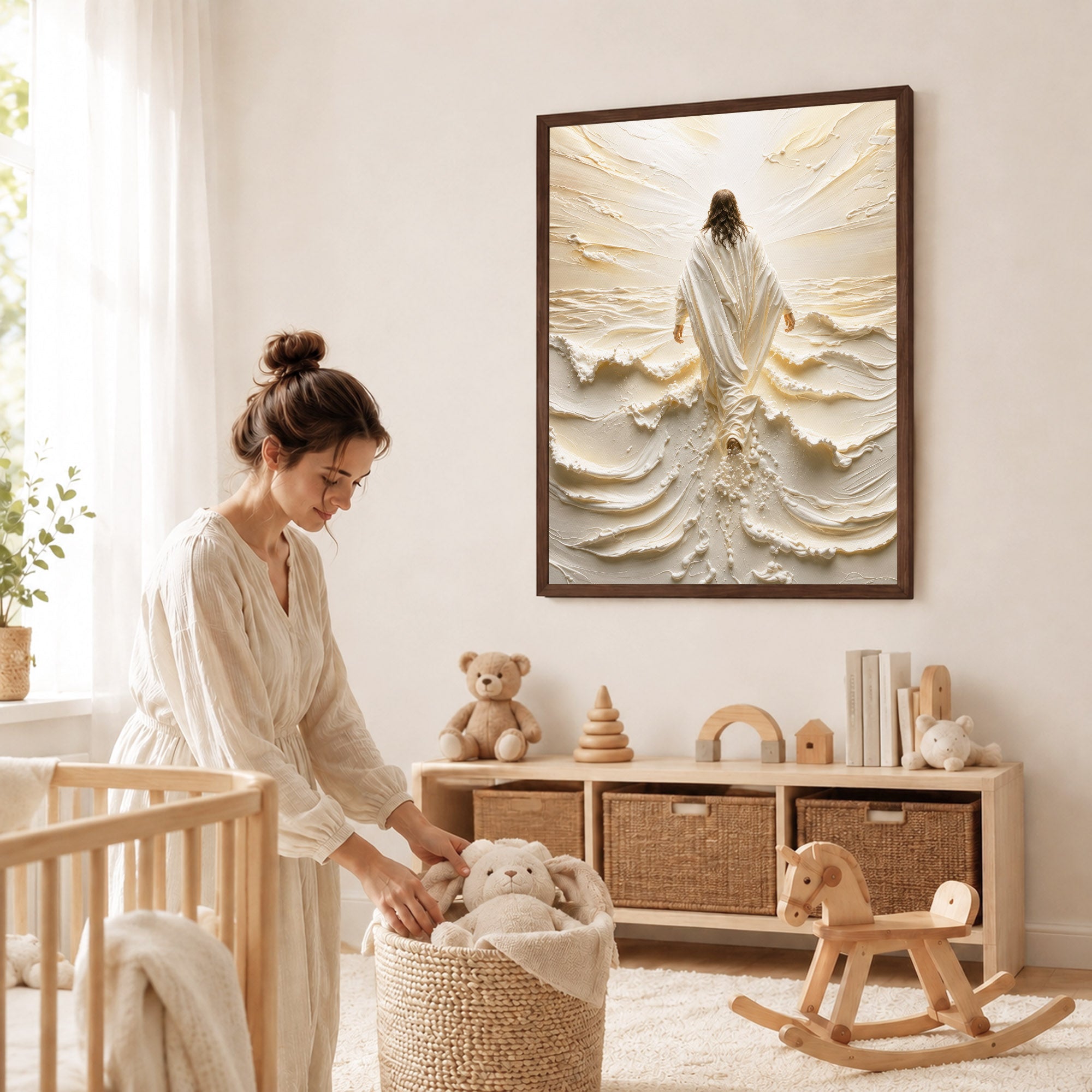 Jesus Walking on Water Through Divine Light Poster/Canvas