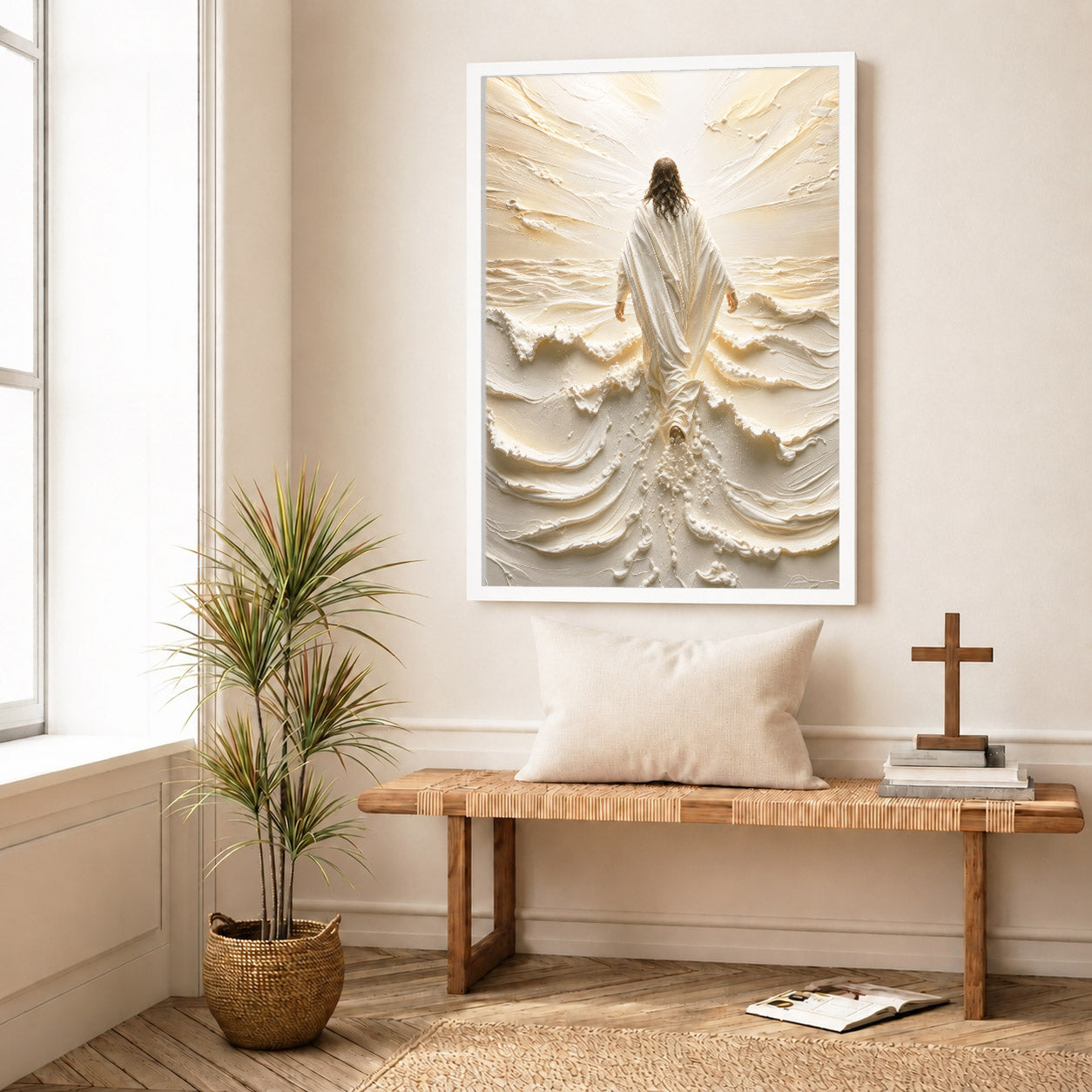 Jesus Walking on Water Through Divine Light Poster/Canvas
