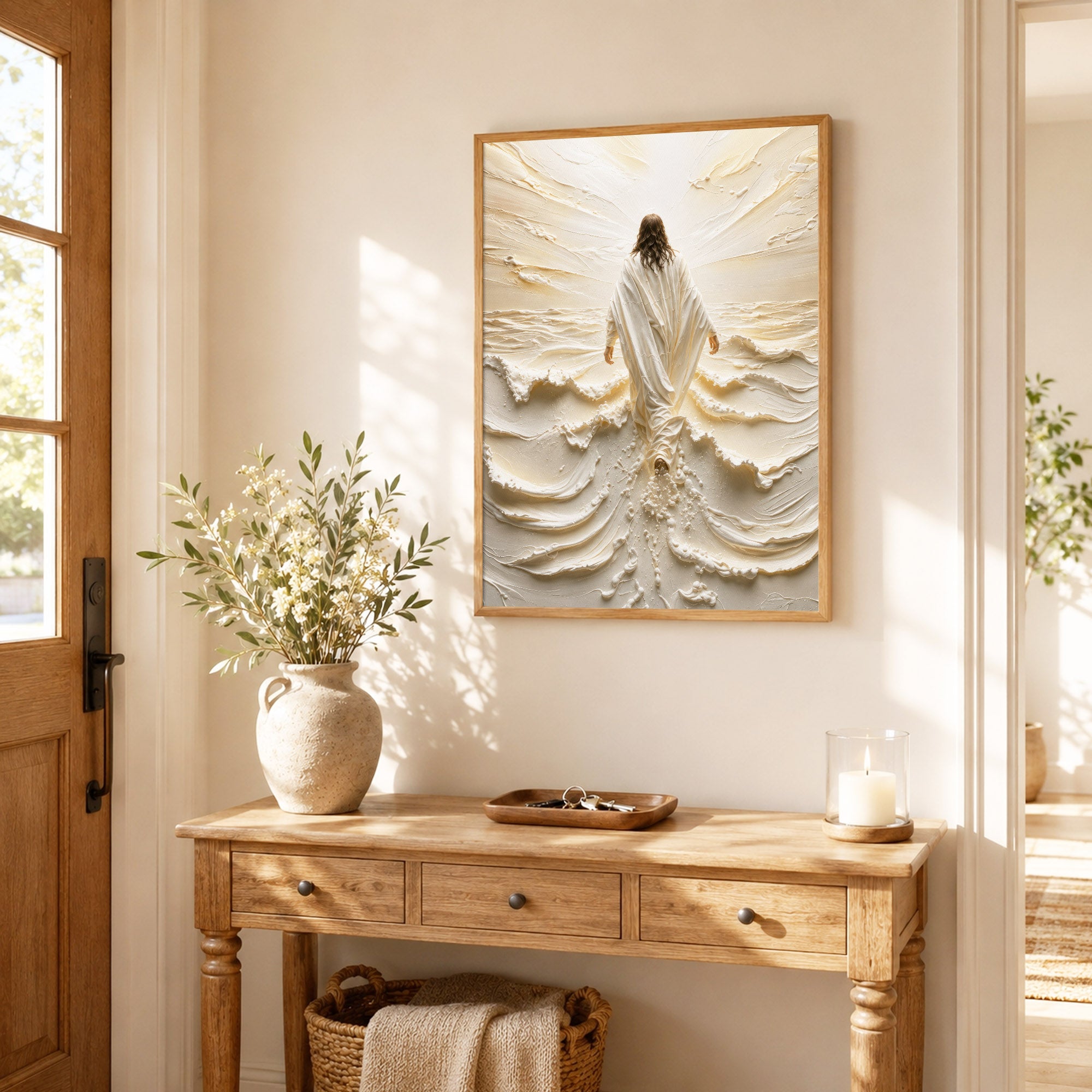 Jesus Walking on Water Through Divine Light Poster/Canvas