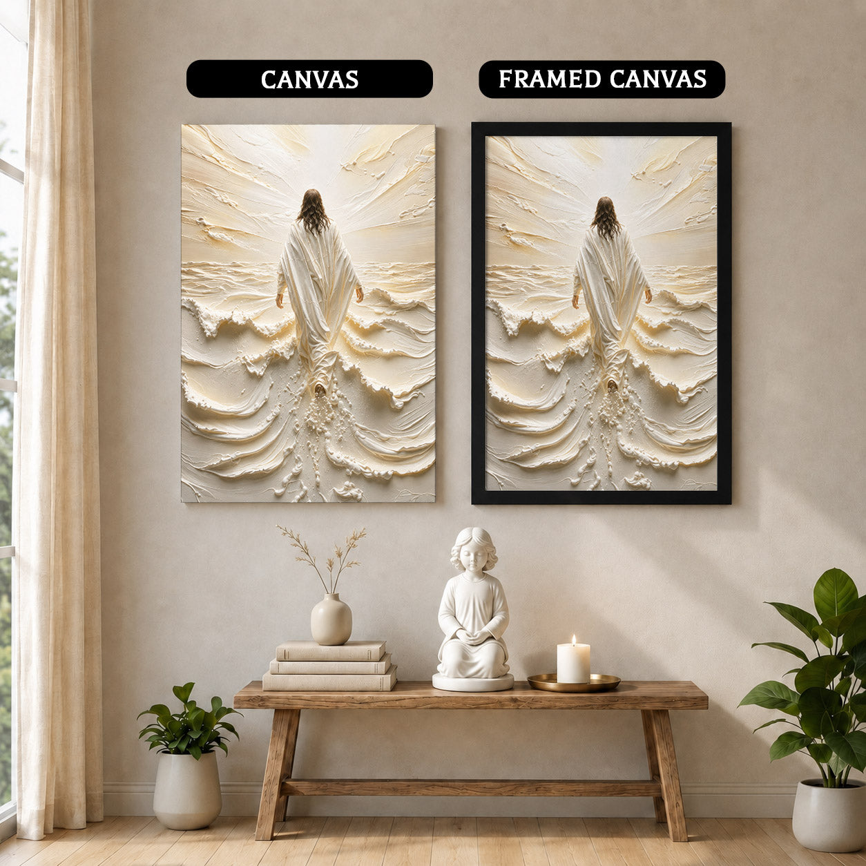 Jesus Walking on Water Through Divine Light Poster/Canvas