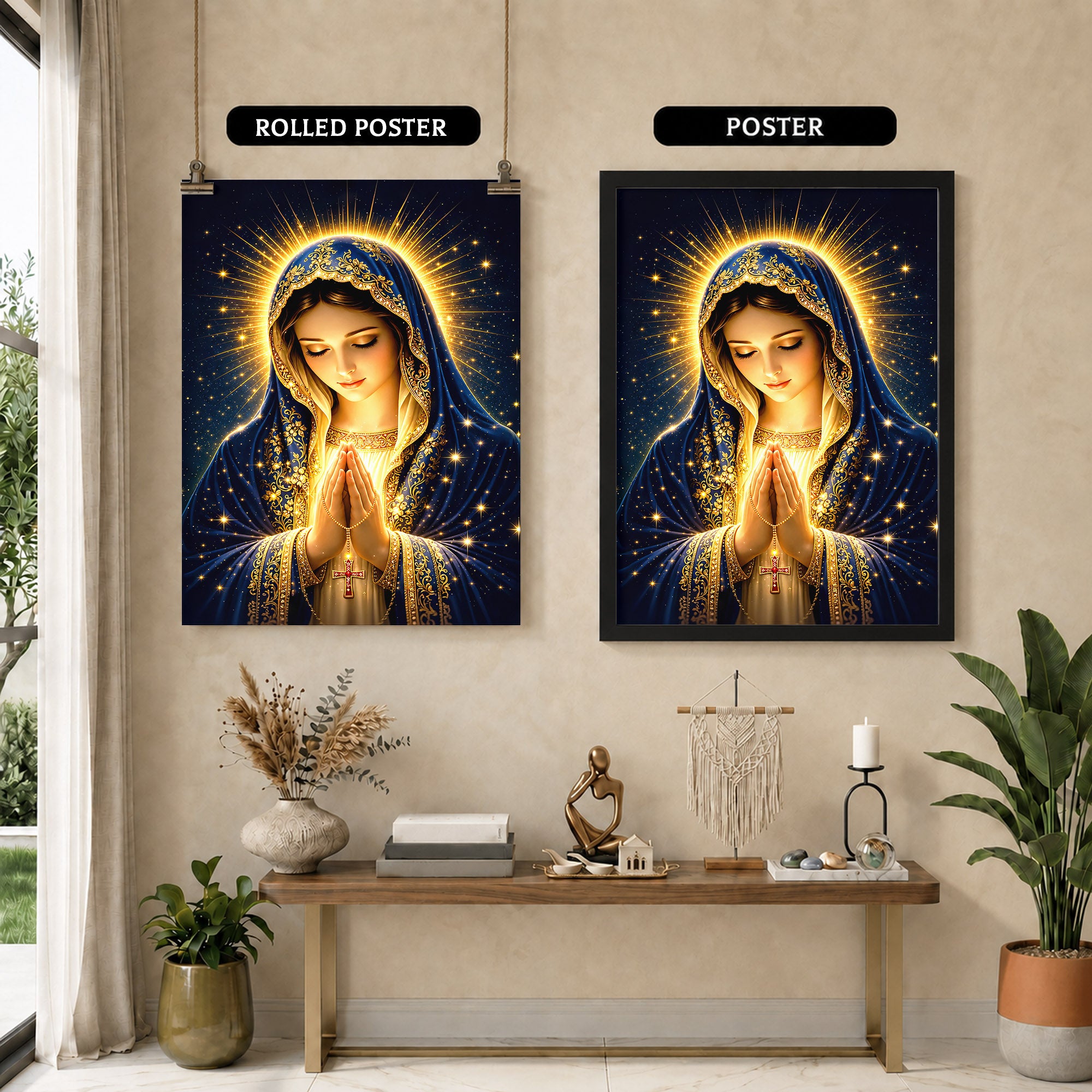 Blessed Mother’s Grace Poster Featuring the Divine Beauty of Mary Poster/Canvas