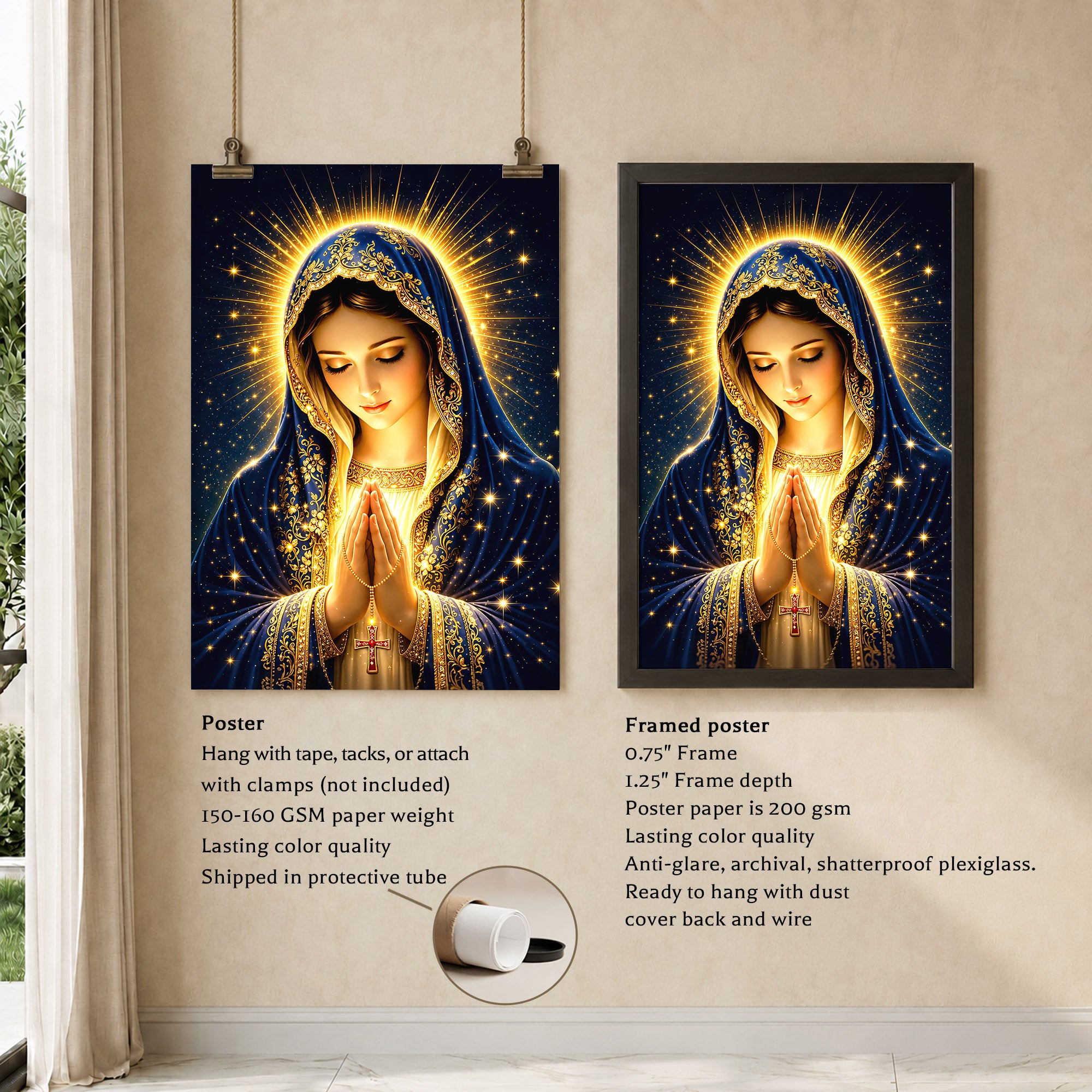 Blessed Mother’s Grace Poster Featuring the Divine Beauty of Mary Poster/Canvas