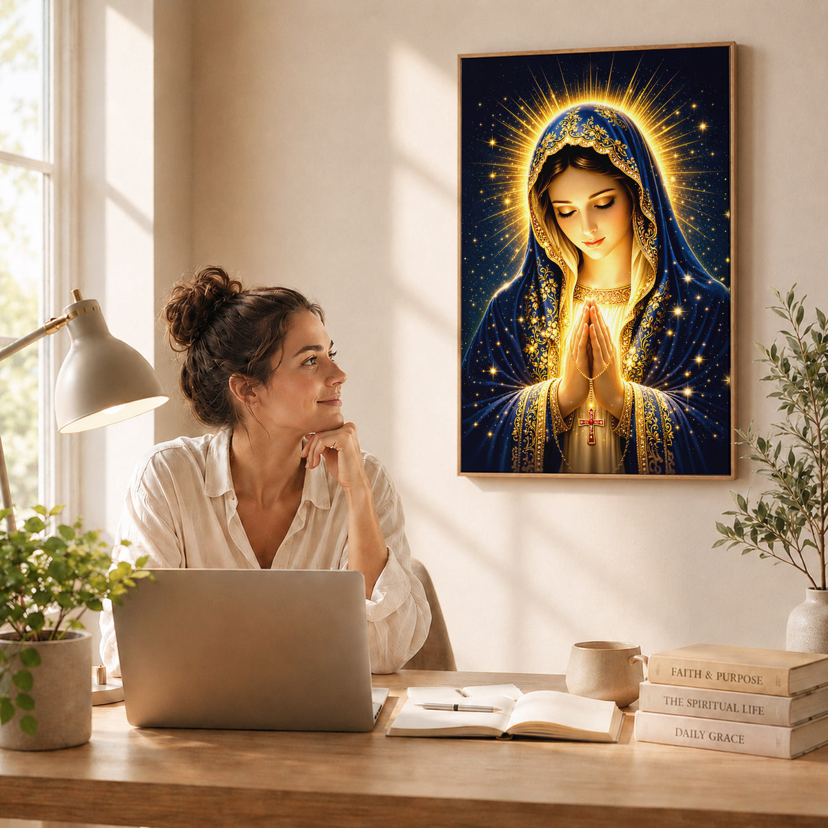 Blessed Mother’s Grace Poster Featuring the Divine Beauty of Mary Poster/Canvas