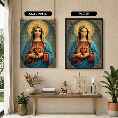 Sacred Heart of Mary Vintage Icon Poster/Canvas