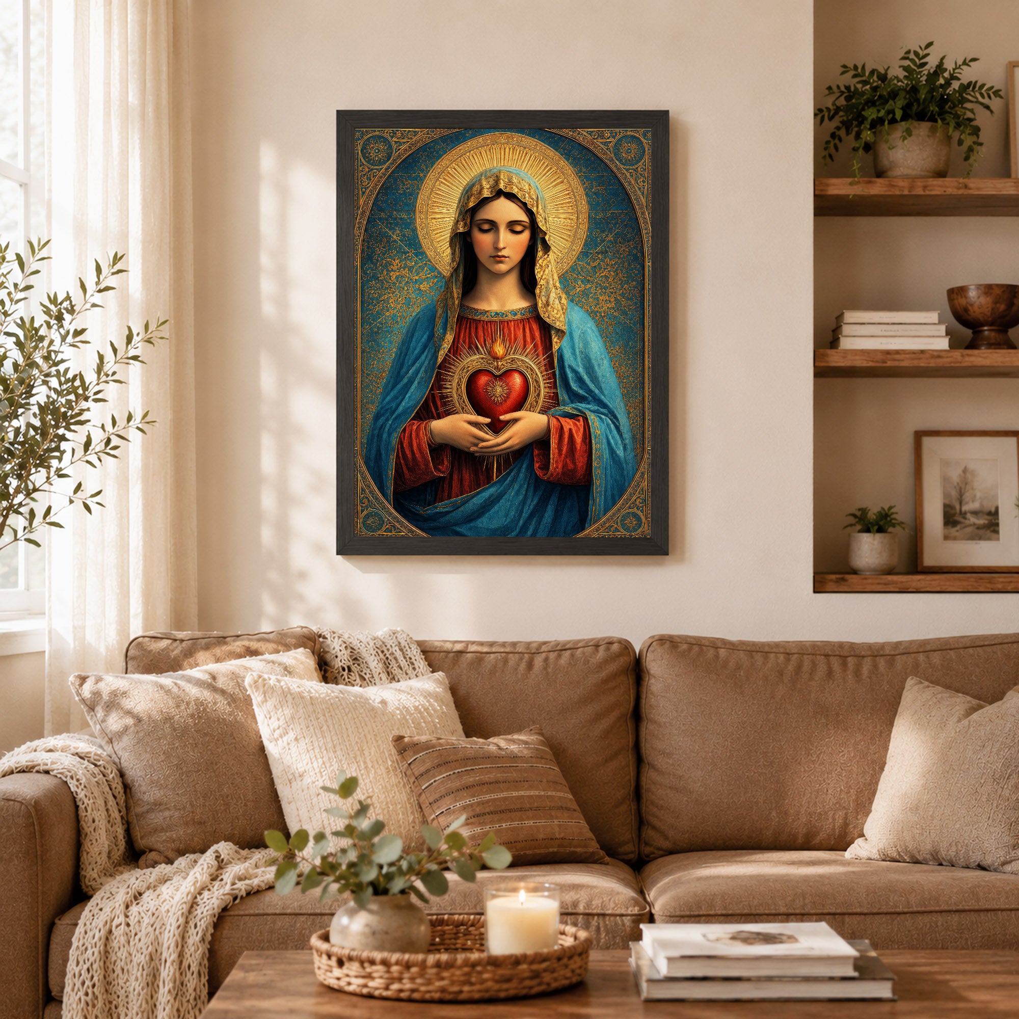 Sacred Heart of Mary Vintage Icon Poster/Canvas