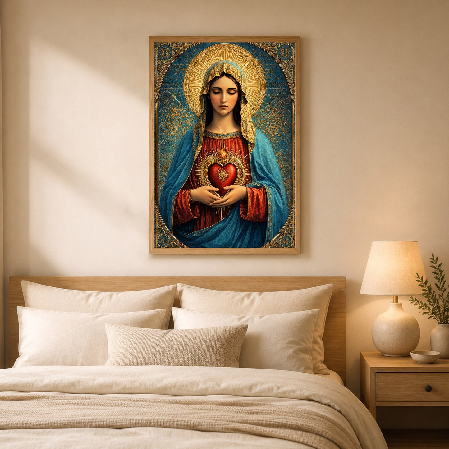 Sacred Heart of Mary Vintage Icon Poster/Canvas