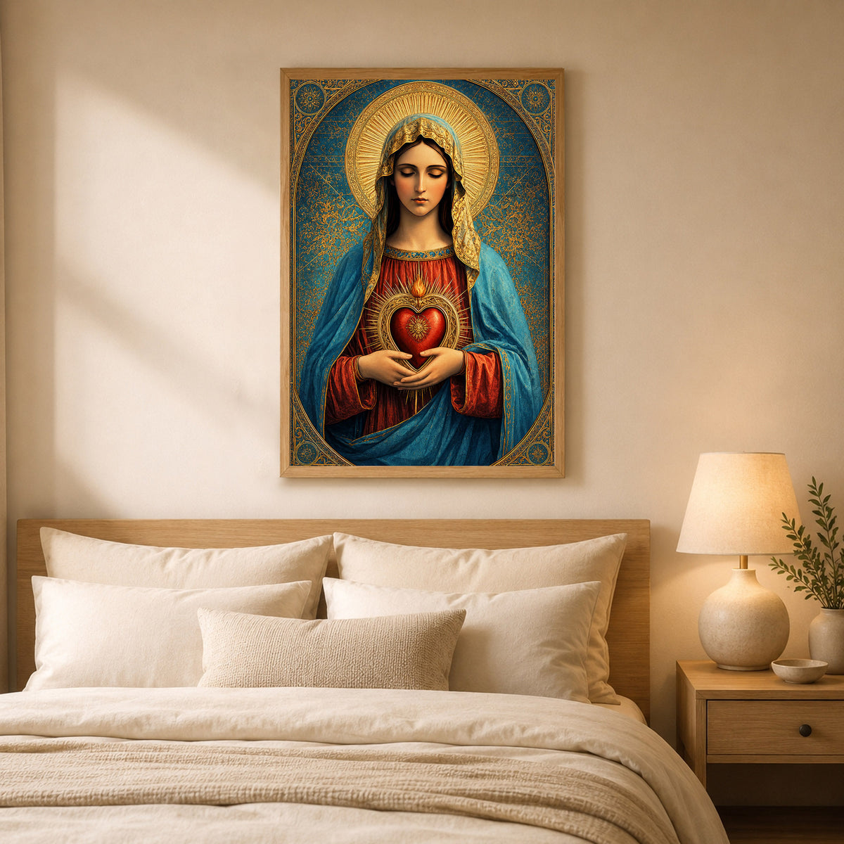 Sacred Heart of Mary Vintage Icon Poster/Canvas