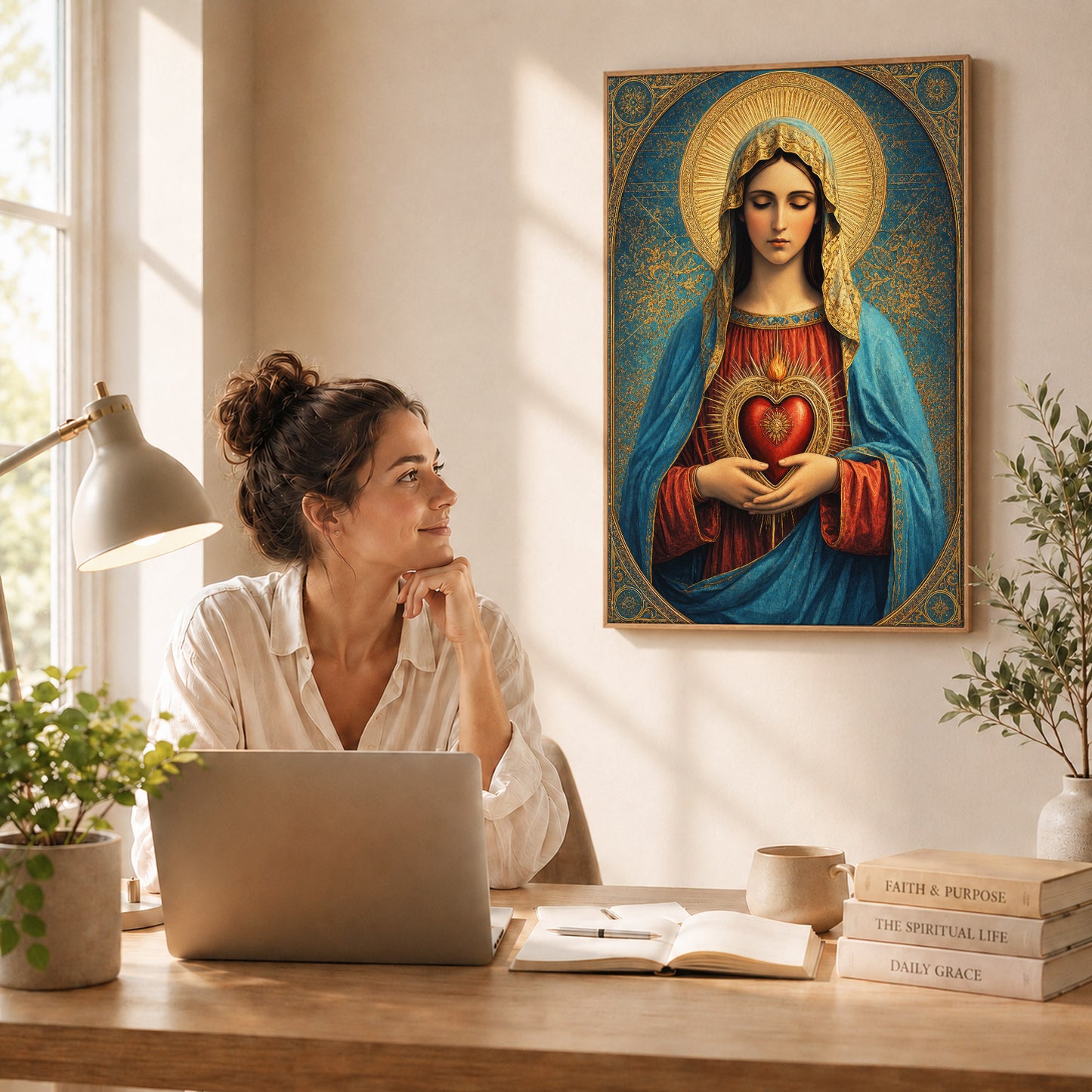 Sacred Heart of Mary Vintage Icon Poster/Canvas