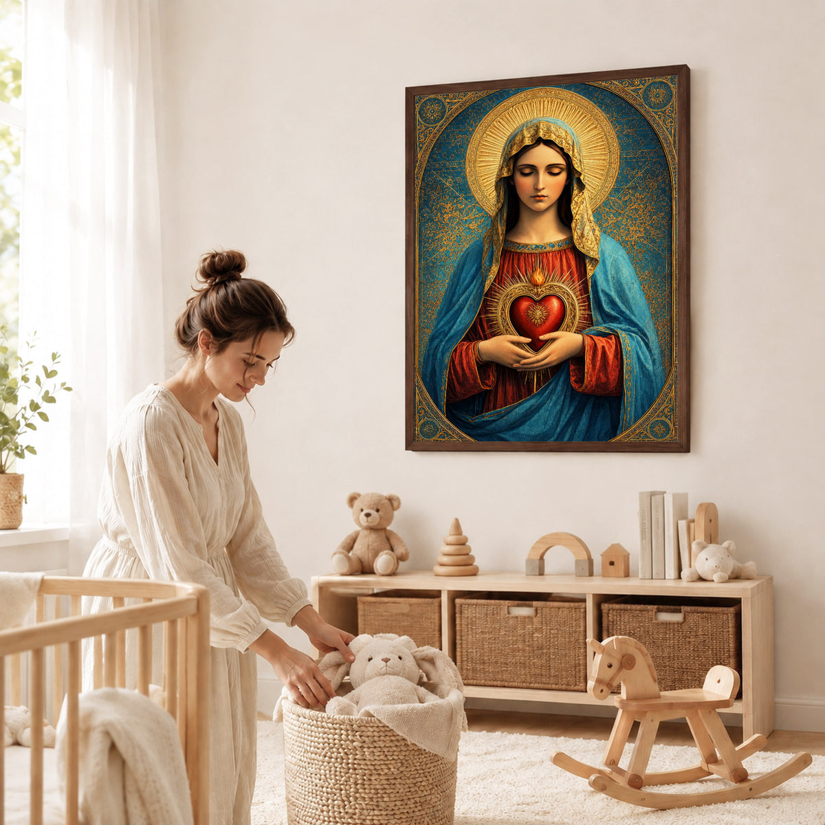 Sacred Heart of Mary Vintage Icon Poster/Canvas