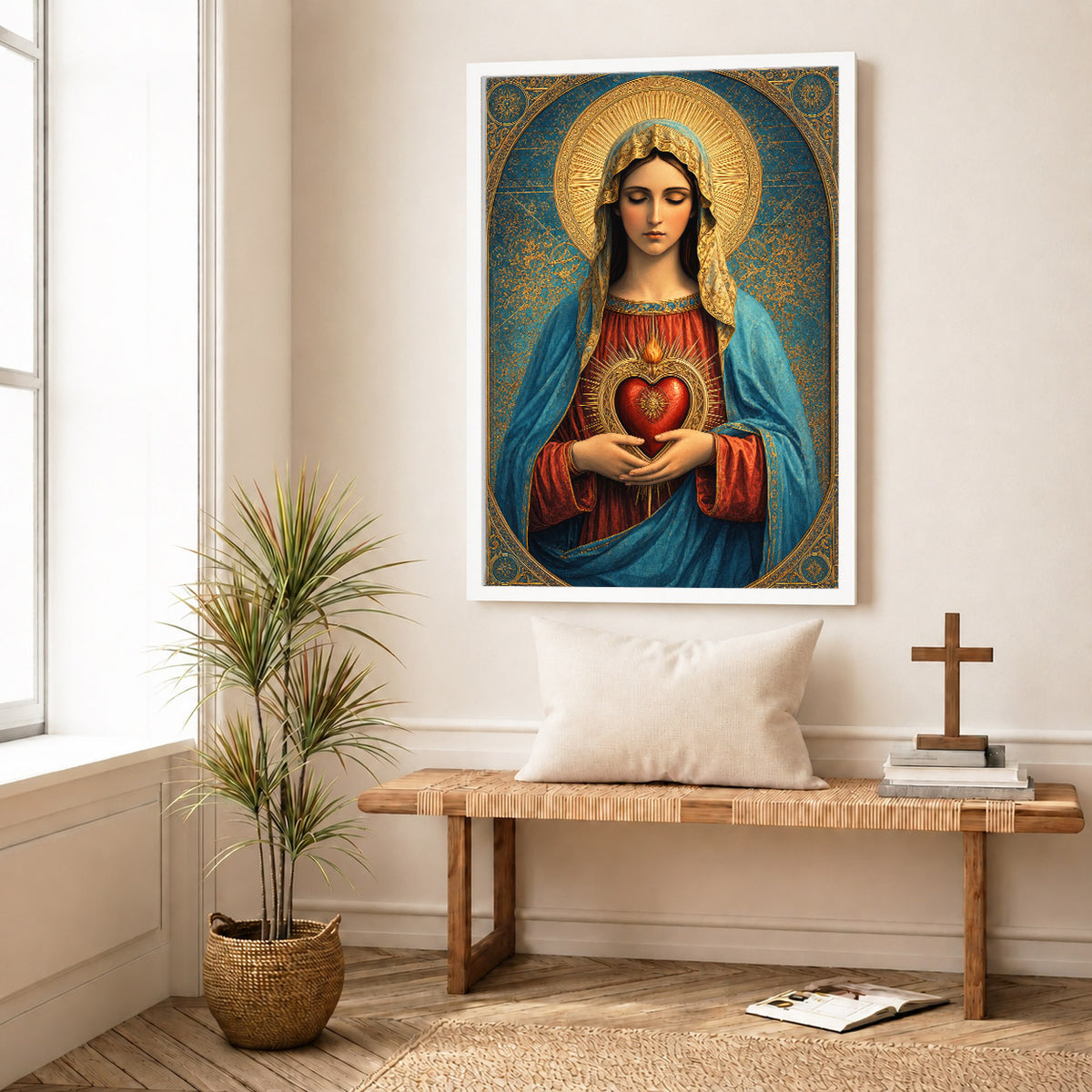 Sacred Heart of Mary Vintage Icon Poster/Canvas