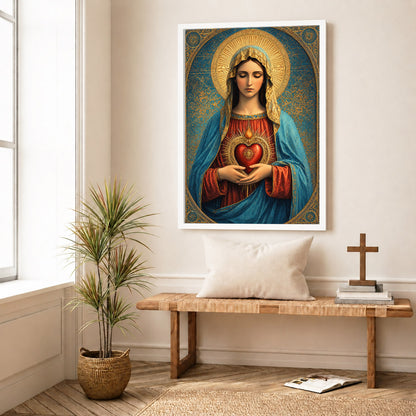 Sacred Heart of Mary Vintage Icon Poster/Canvas