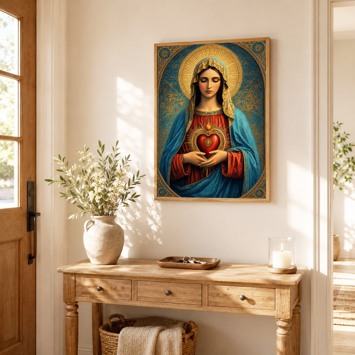 Sacred Heart of Mary Vintage Icon Poster/Canvas