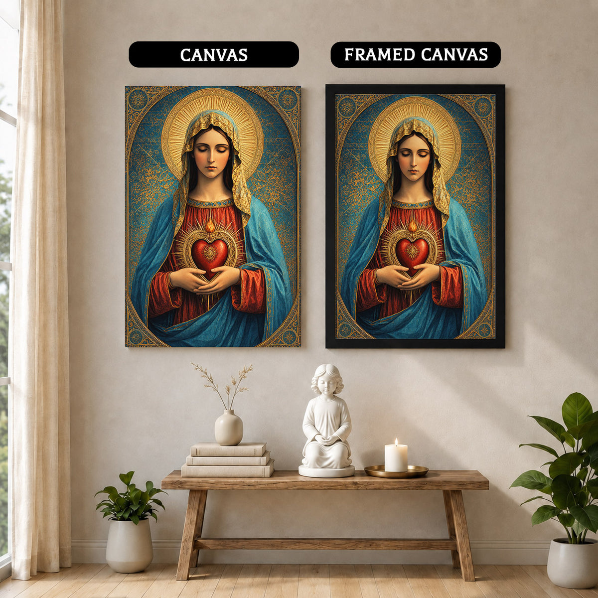 Sacred Heart of Mary Vintage Icon Poster/Canvas