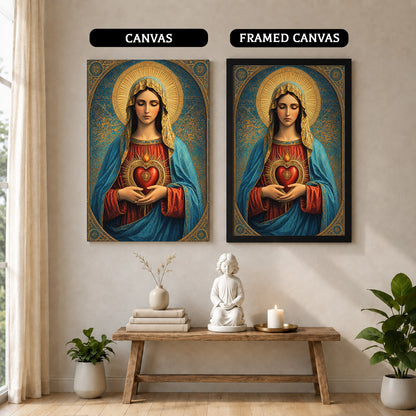 Sacred Heart of Mary Vintage Icon Poster/Canvas