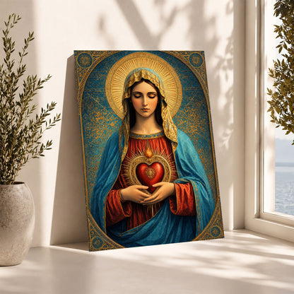 Sacred Heart of Mary Vintage Icon Poster/Canvas