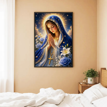 Blue Rose Virgin Mary Prayer Poster/Canvas