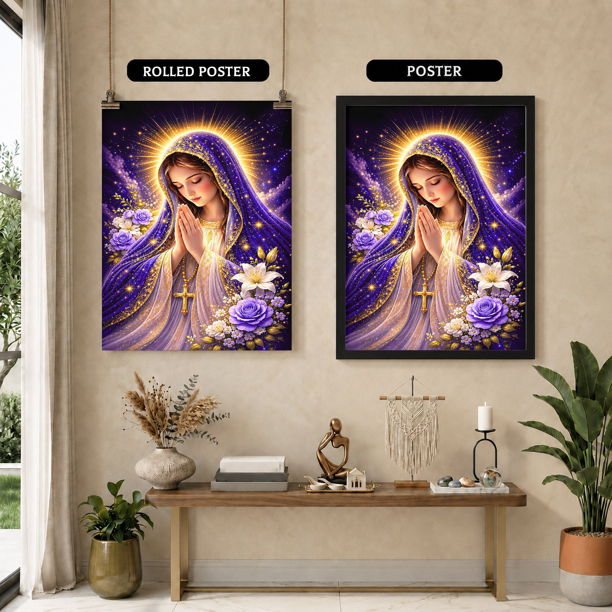 Mary Star of the Sea Poster Capturing the Heavenly Vision of Peace and Guidance Poster/Canvas