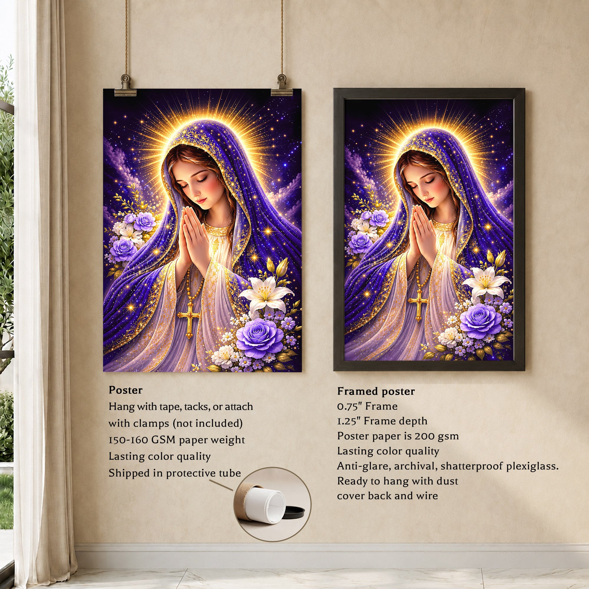 Mary Star of the Sea Poster Capturing the Heavenly Vision of Peace and Guidance Poster/Canvas