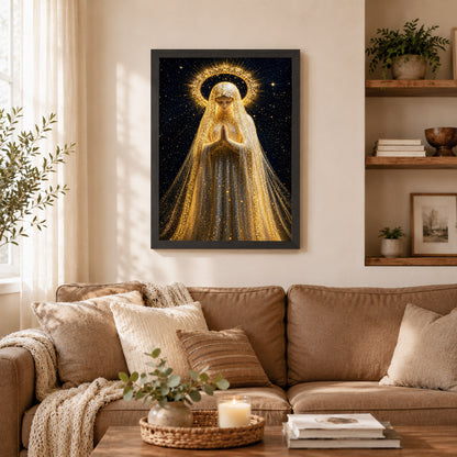 Golden Radiance Virgin Mary – Illuminated Prayer & Divine Presence Poster/Canvas