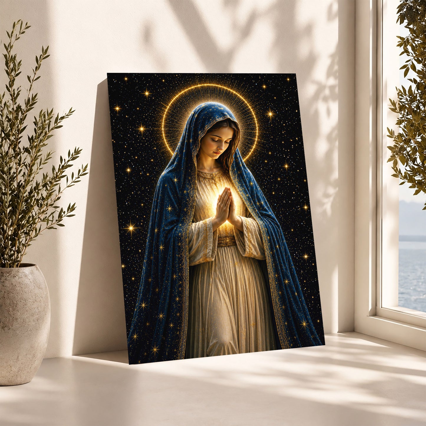 Celestial Virgin Mary Prayer Light Poster/Canvas