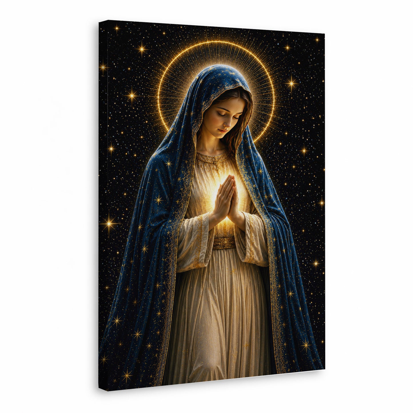 Celestial Virgin Mary Prayer Light Poster/Canvas