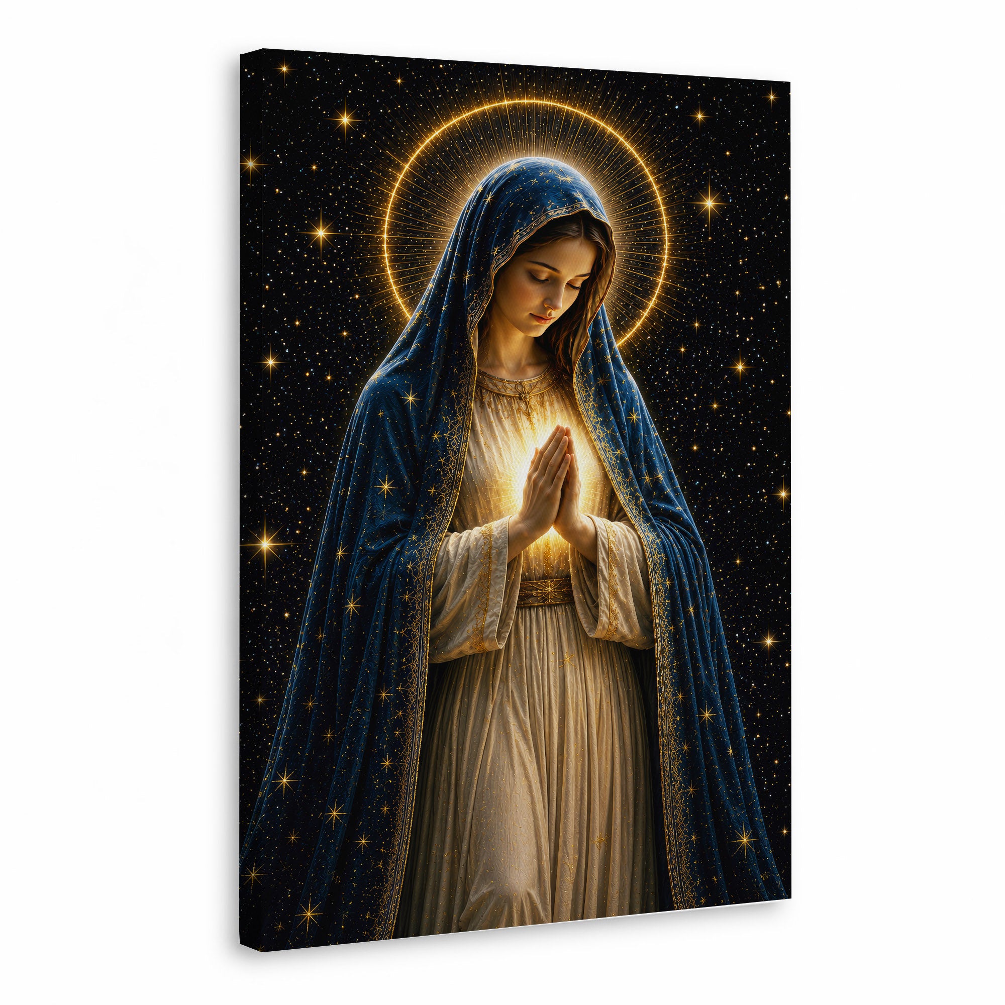 Celestial Virgin Mary Prayer Light Poster/Canvas