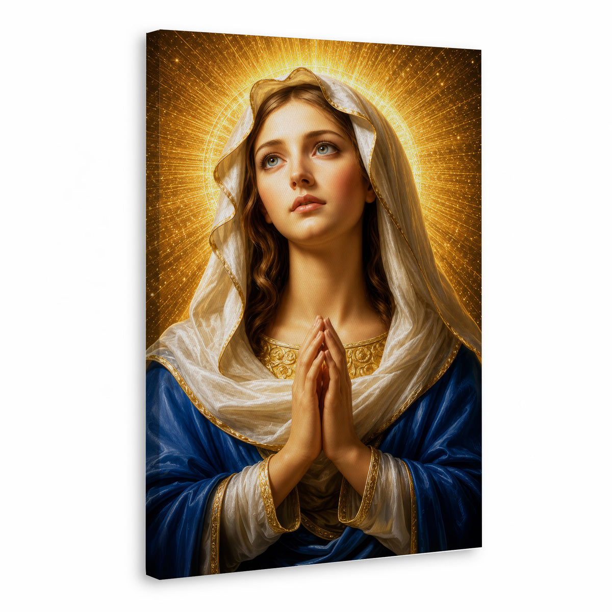 Golden Halo Virgin Mary Prayer Portrait Poster/Canvas