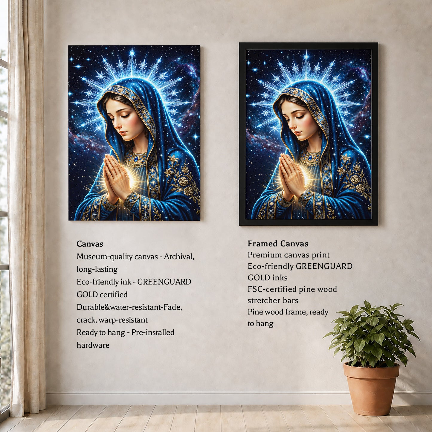 Starry Virgin Mary Heavenly - Beautiful Divine Image for Spiritual Spaces Poster/Canvas