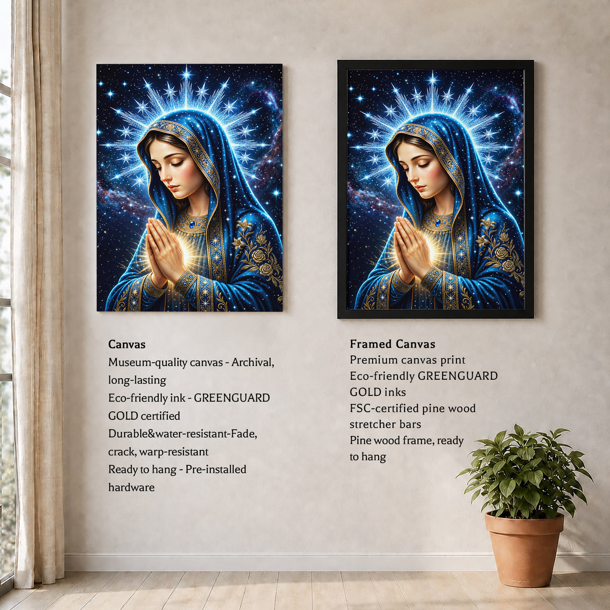 Starry Virgin Mary Heavenly - Beautiful Divine Image for Spiritual Spaces Poster/Canvas