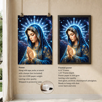 Starry Virgin Mary Heavenly - Beautiful Divine Image for Spiritual Spaces Poster/Canvas