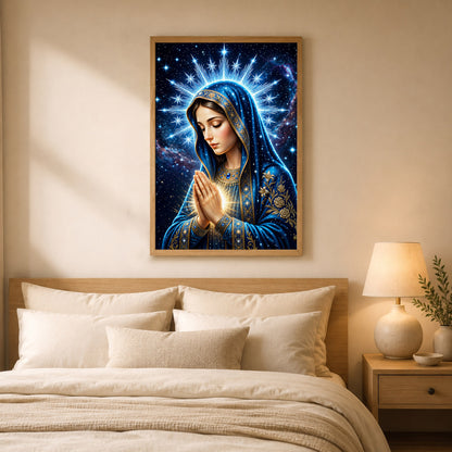 Starry Virgin Mary Heavenly - Beautiful Divine Image for Spiritual Spaces Poster/Canvas