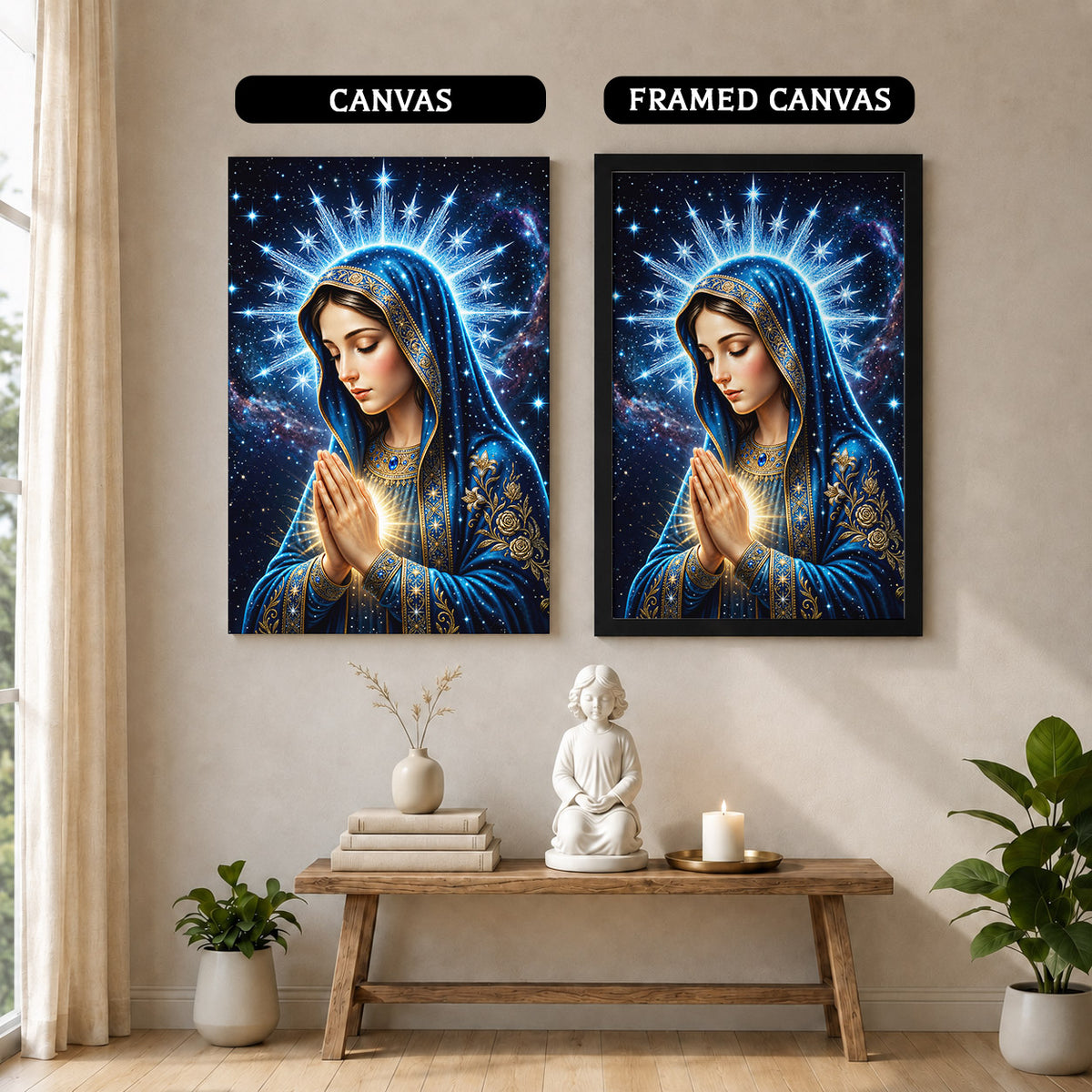 Starry Virgin Mary Heavenly - Beautiful Divine Image for Spiritual Spaces Poster/Canvas
