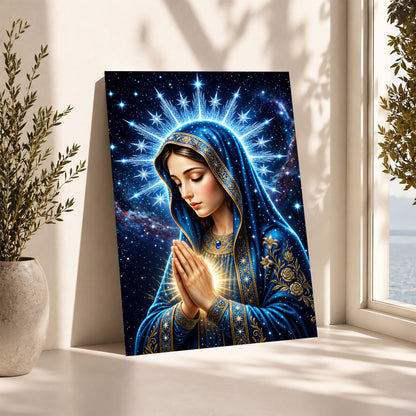 Starry Virgin Mary Heavenly - Beautiful Divine Image for Spiritual Spaces Poster/Canvas