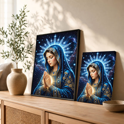 Starry Virgin Mary Heavenly - Beautiful Divine Image for Spiritual Spaces Poster/Canvas