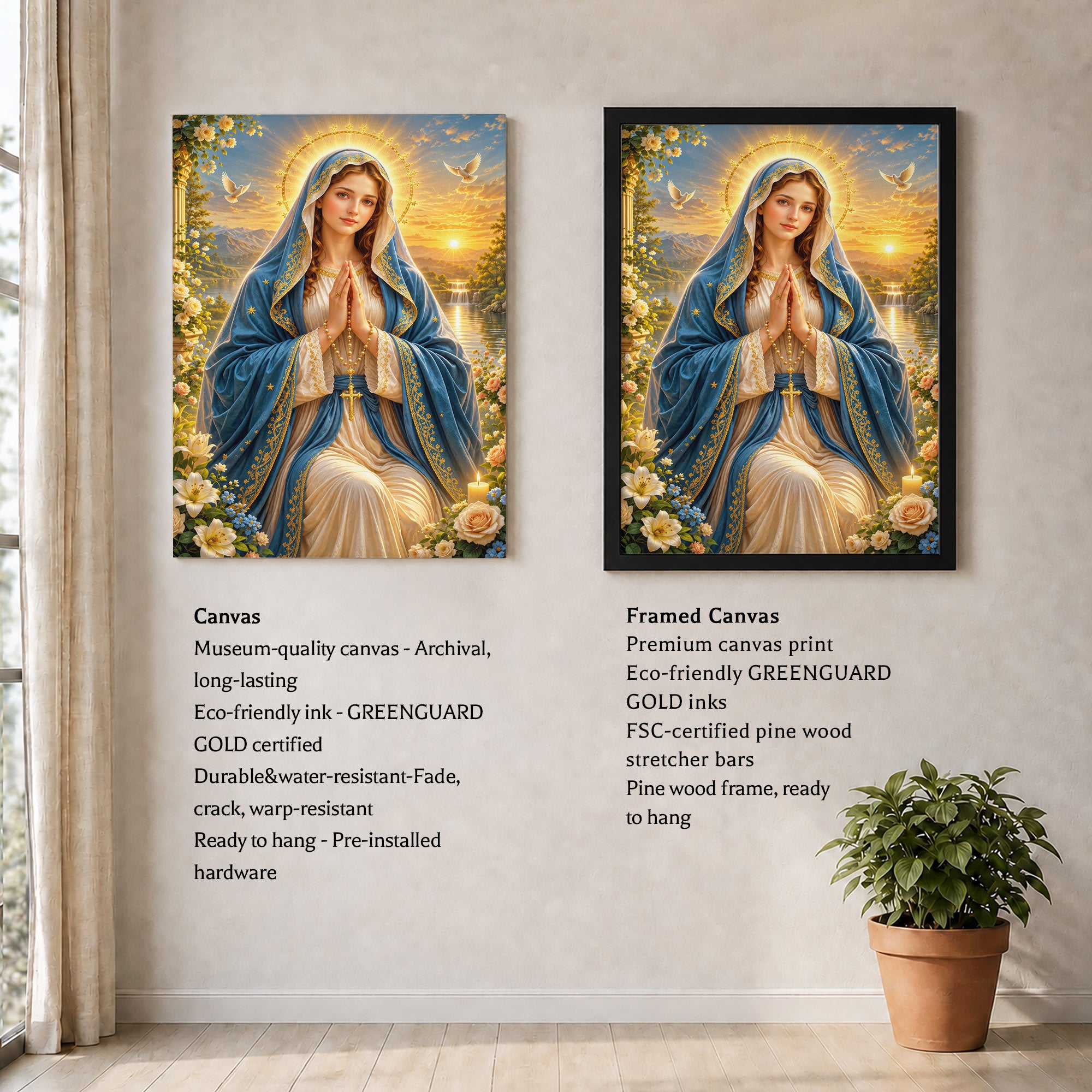 Sunset Prayer Virgin Mary Landscape Poster/Canvas