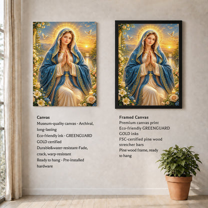 Sunset Prayer Virgin Mary Landscape Poster/Canvas