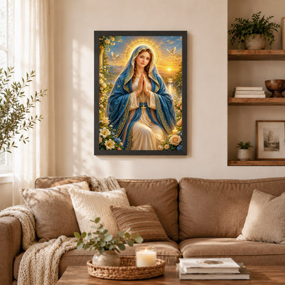 Sunset Prayer Virgin Mary Landscape Poster/Canvas