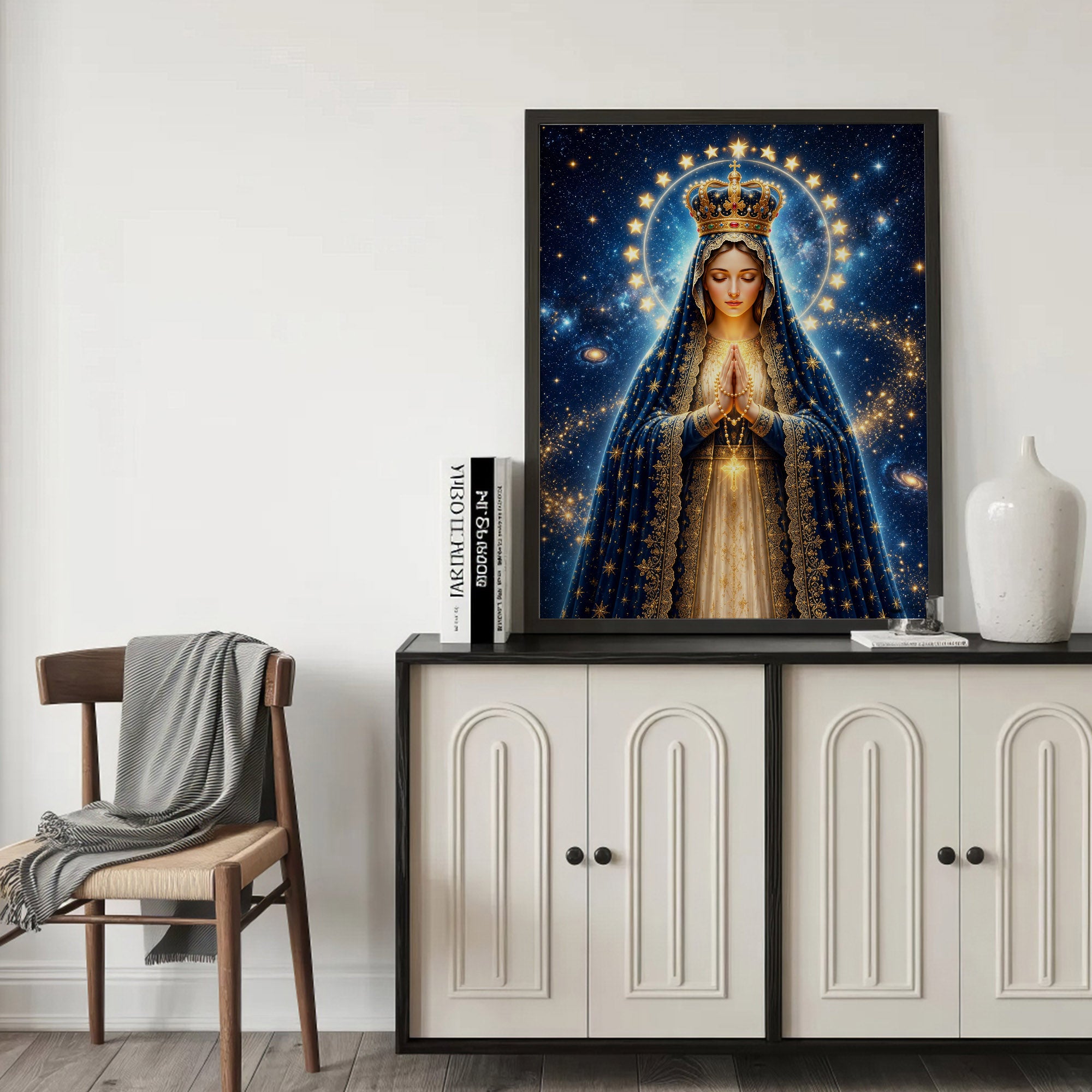 Crowned Virgin Mary’s Divine Radiance Poster/Canvas
