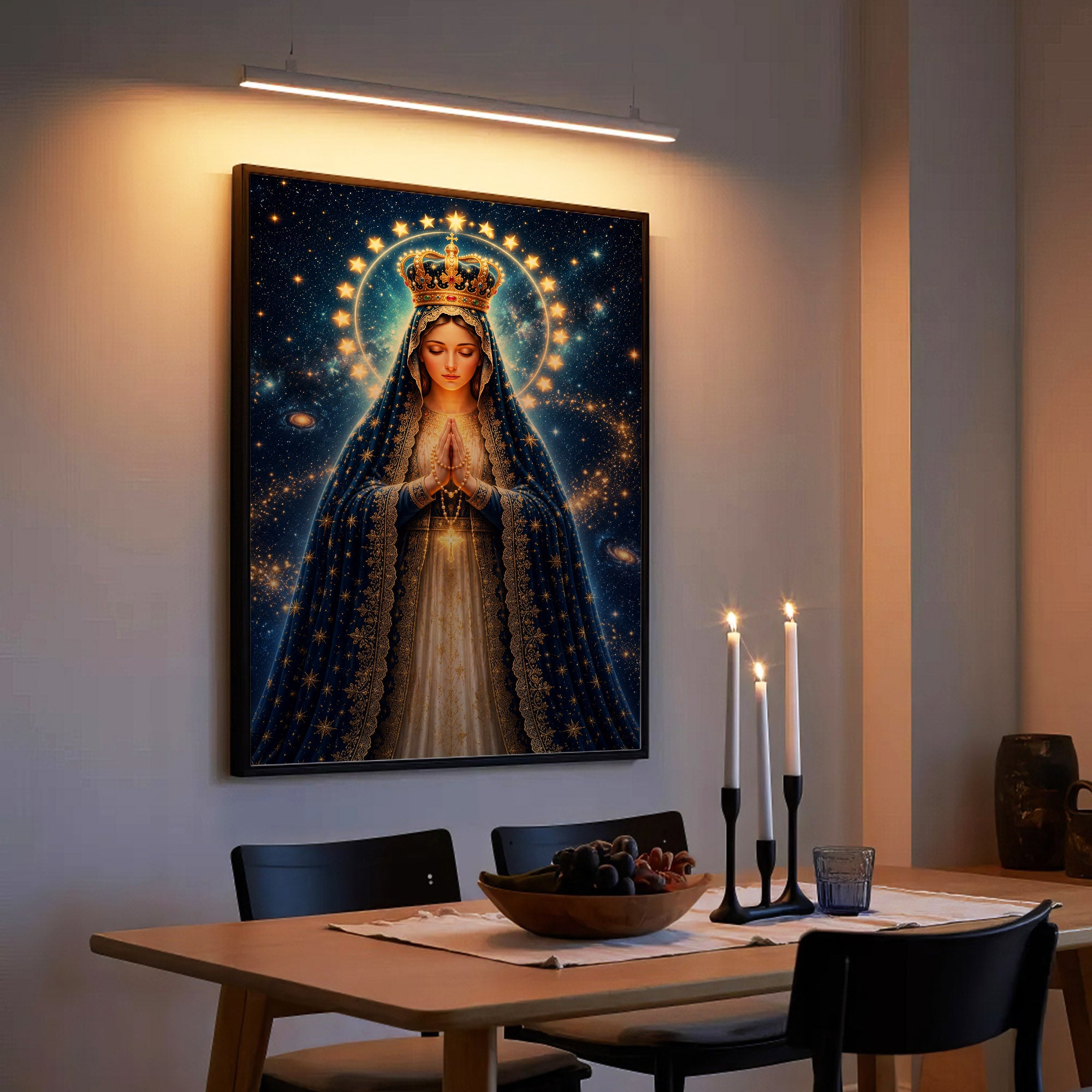 Crowned Virgin Mary’s Divine Radiance Poster/Canvas
